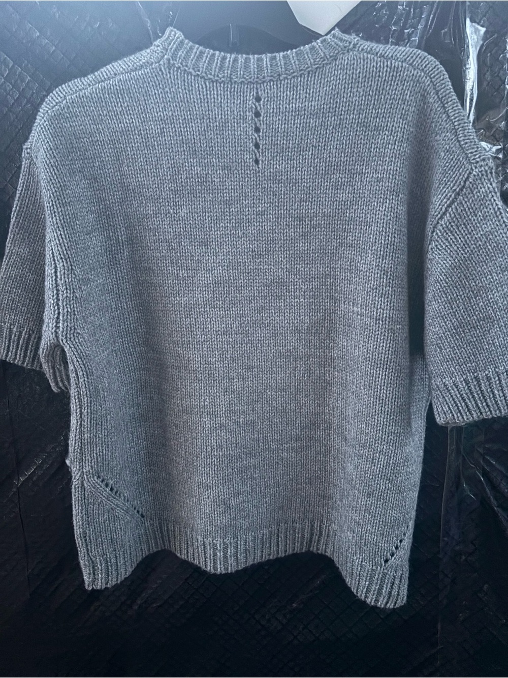 Zara Short-Sleeve Crewneck Knit Sweater - Gray - Picture 7 of 7